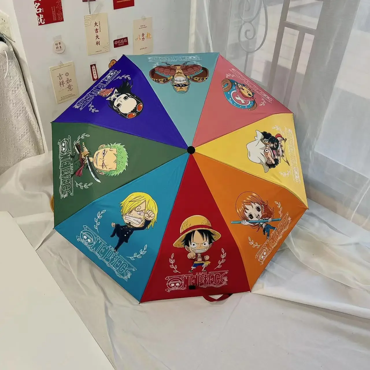 

One Piece Anime Figures Kawaii Luffy Ace Chopper Fully Automatic Umbrella Rain or Shine Sunshade Folding Umbrella Gift Wholesale