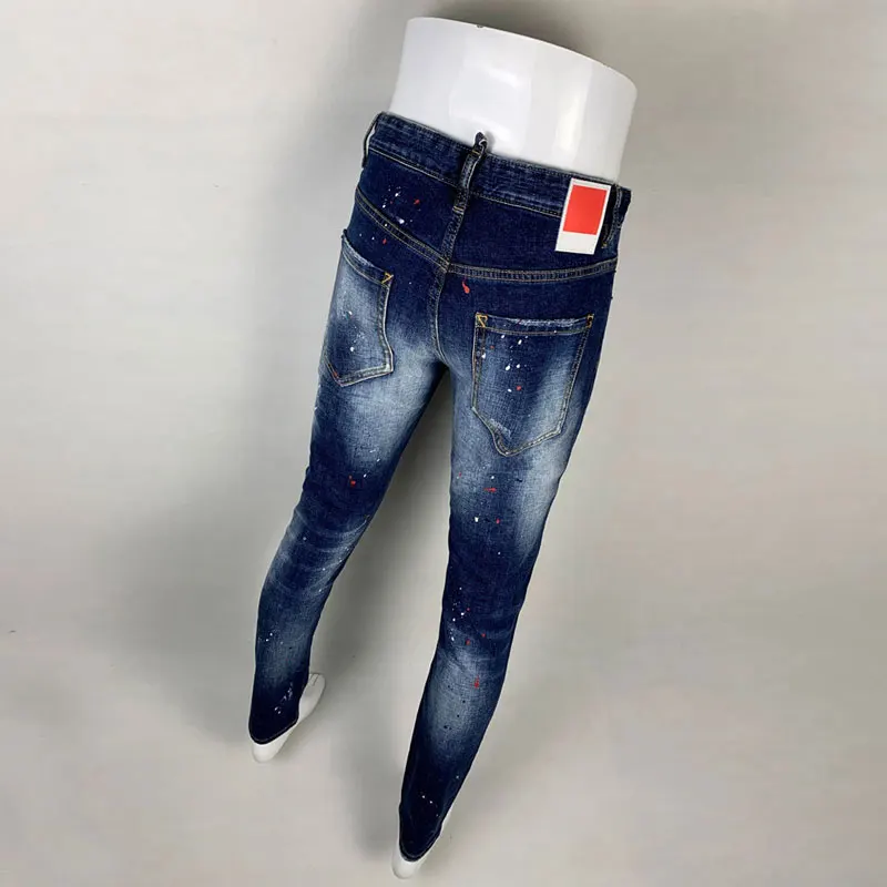 Newly Designer Fashion Men Jeans High Quality Retro Blue Stretch Slim Fit Ripped Jeans Men Vintage Trousers Brand Pants Hombre