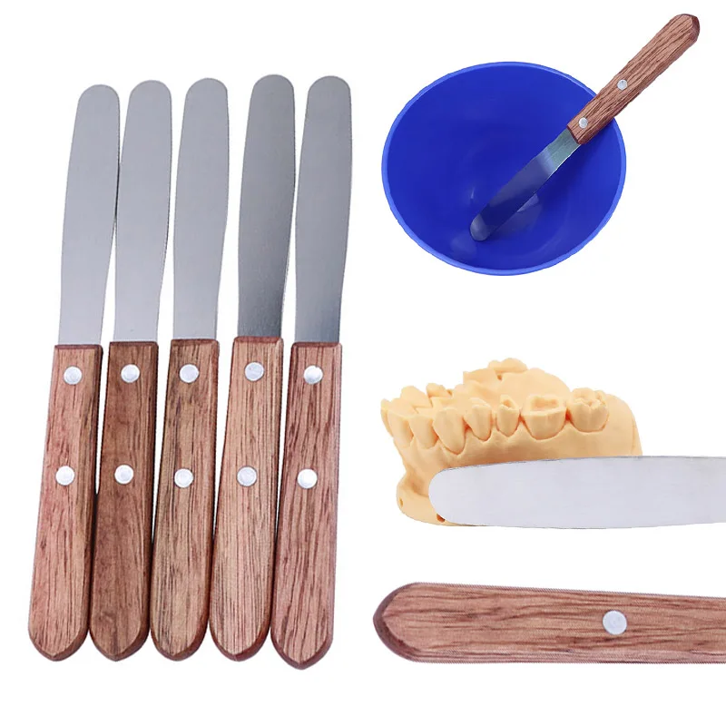 

1pc Dental Spatula Wax Modeling Wood Handle Mixing Applicator Stainless Steel Dentistry Technician Laboratory Tools