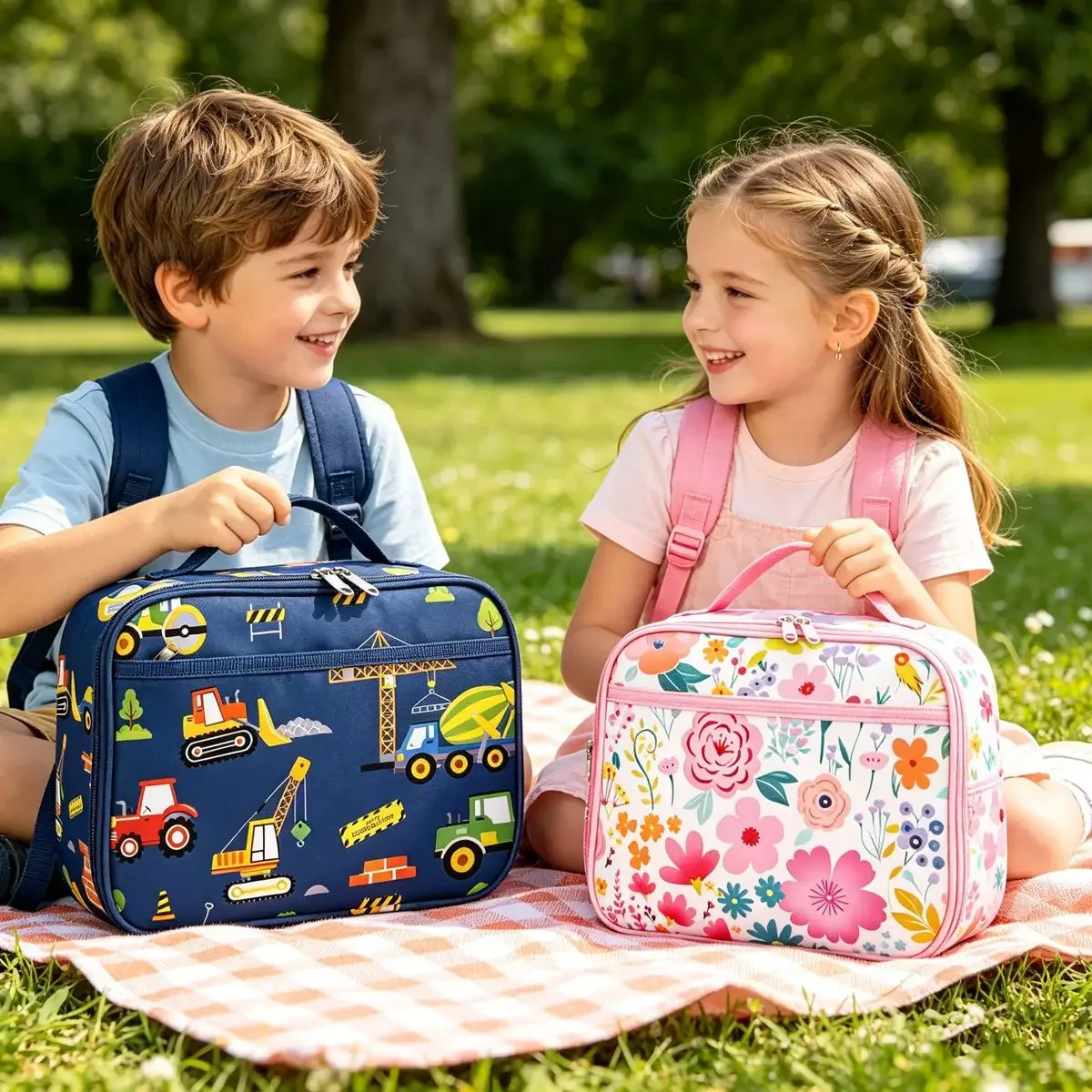 Cartoon Insulated Kids Lunch Box Bag Cute Printed Food Handbags Portable Thermal Lunch Bag Fresh-Keeping Bag Tote for Students