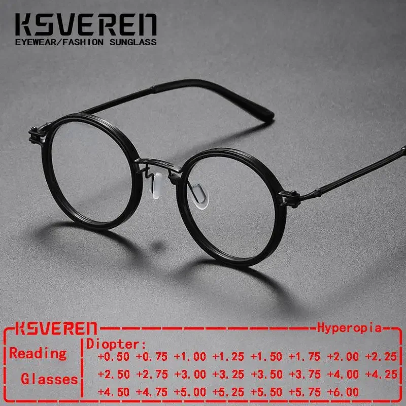 

Alloy Prescription Reading Glasses For Men Blue Light Blocking Optics Eyewear Presbyopic Eyewear Retro Round Full Frame Glasses