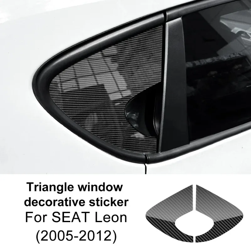 For Seat Leon MK2 1P Altea 2005 2006 2007 2008 2009 2010 2011 2012 Carbon Fiber Pattern Glossy Black Triangle Window Sticker