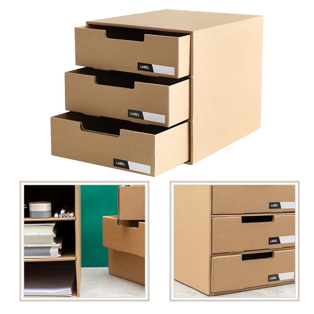 

Multifunctional Drawer Storage Desk Desktop Office Drawers Paper File Stationery Storage Case Foldable Countertop White Strong