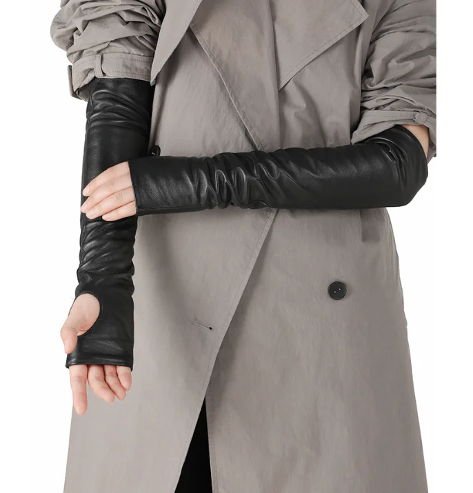 women's-high-quality-fingerless-long-genuine-leather-gloves-girls-riding-driving-dancing-glove-43cm-r3250