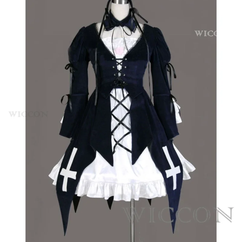 Mercury Lampe Cosplay Anime Roses Maiden Cosplay Costume Suigintou Mercury Lampe Cosplay Costumes Velvet Dress Full set