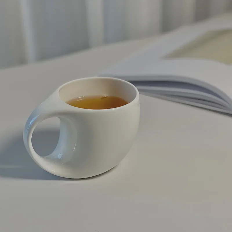 TingKe Nordic Simple Ceramic Horn Cup Korean ins Home Network Red Mug Water Cup American Creative Cute Horn Style Coffee Cup