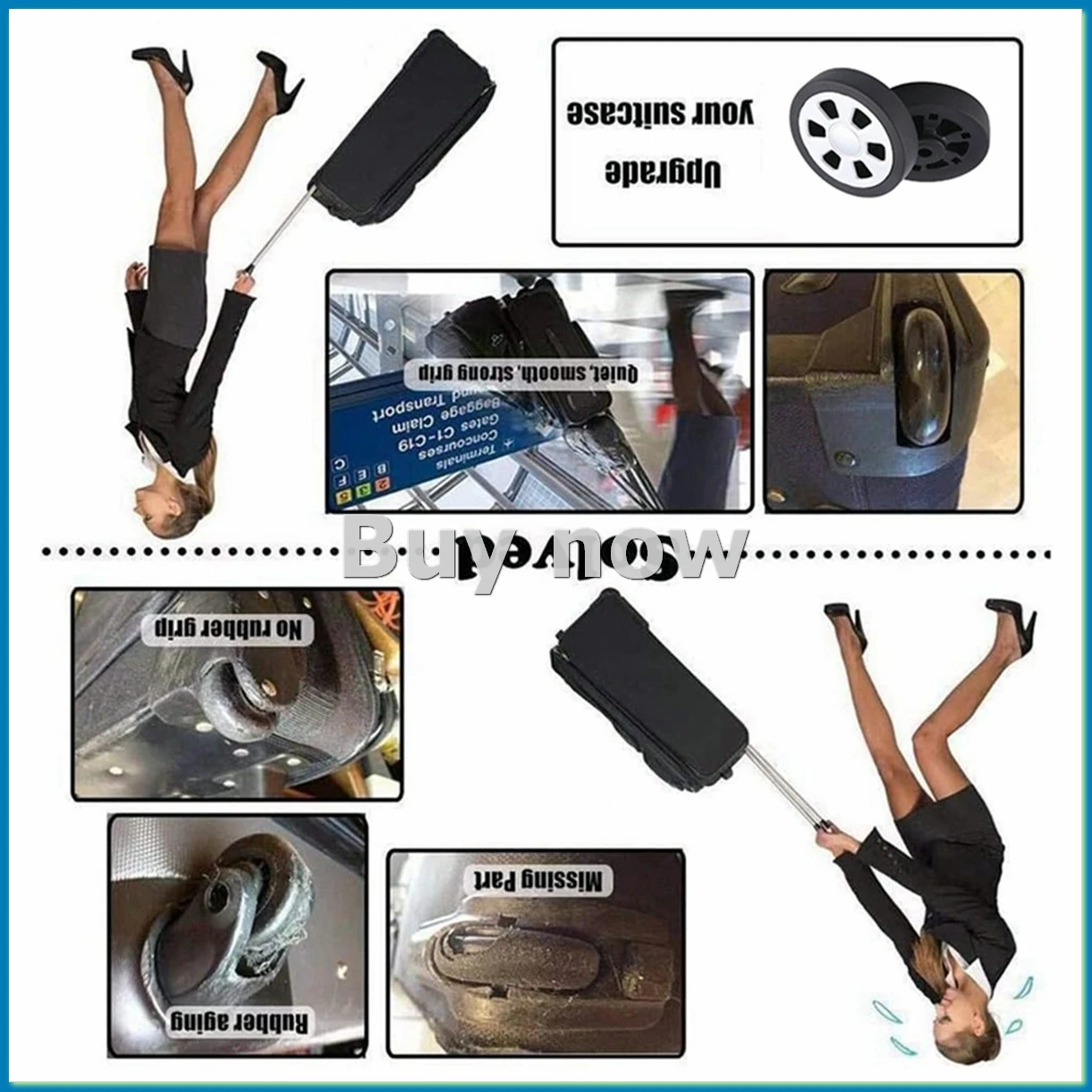 55x13mm Set of 2 Luggage Wheel Suitcase Replacement Wheels,Luggage Suitcase PU Swivel Caster Wheels Bearings Repair KitA-ABHG
