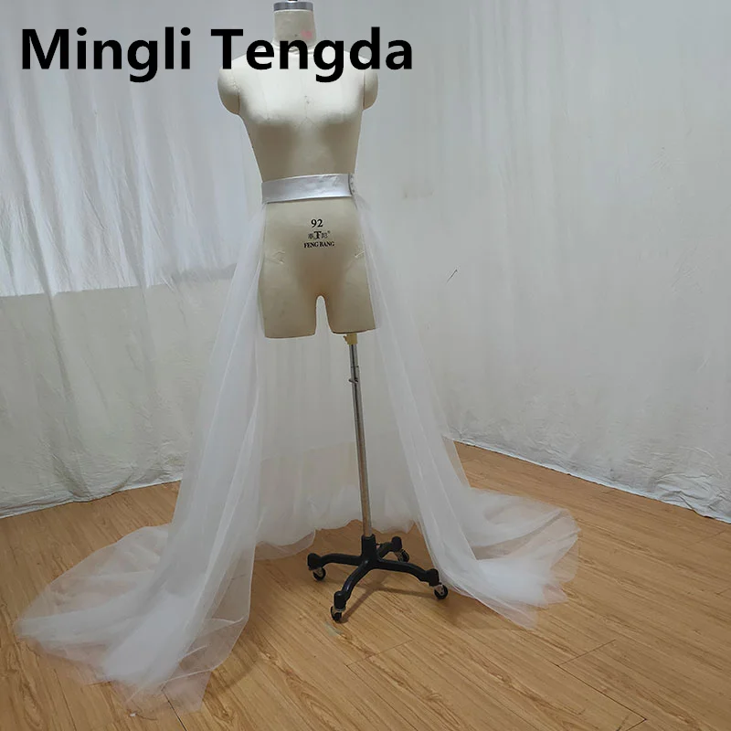 Mingli Tengda-falda de tul desmontable de 4 capas, enagua de cola de novia, tutú de boda, botones de cintura, accesorios de crinolina