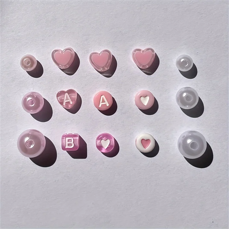 صندوق أبجدي وردي مكون من 10 قطع، خرز أكريليك، مجموعة صنع المجوهرات المصنوعة يدويًا، مجموعات صنع المجوهرات المختلفة بنفسك. #5