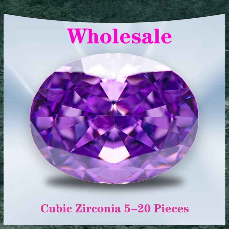 

Cubic Zirconia Wholesale No Certificate Crushed Ice Cut Oval Shape Fancy Purple Color Charms Beads for Jewelry Making Materials