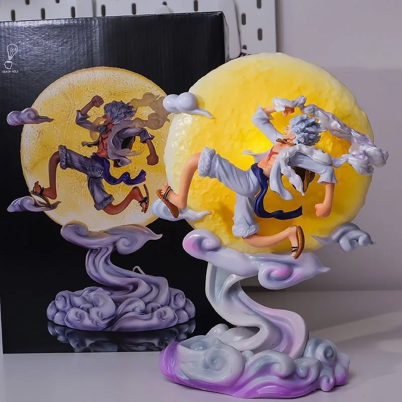 One Piece Gear 5 Nika Luffy Moon Jump Figure Glow Night Light Model مجموعة كاملة من الهدايا