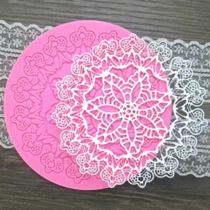 1 Pcs Lace Molds Cake Decorating Tools Round Kitchen Gadgets Silicone Snowflake Shape Food Grade Fondant Mould Baking Mat