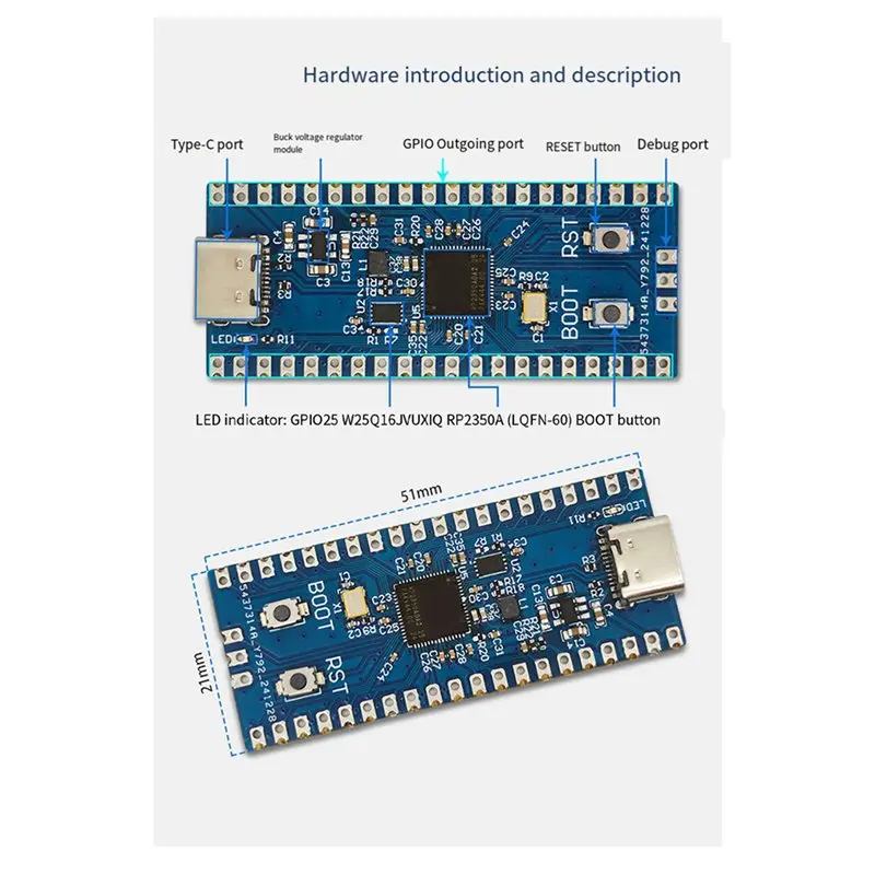 QWE-3X For Raspberry Pi Pico2-RP2350 Development Board Is Based On The RP2350A,For Micro-Python, For Arduino