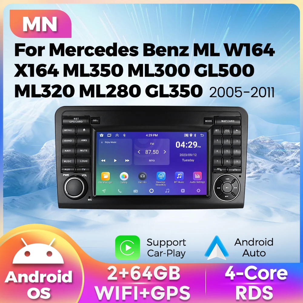 Navifly Android Wireless Carplay Auto For Mercedes Benz ML W164 X164 ML350 ML300 GL500 ML320 ML280 GL350 Car FM Radio BT RDS GPS