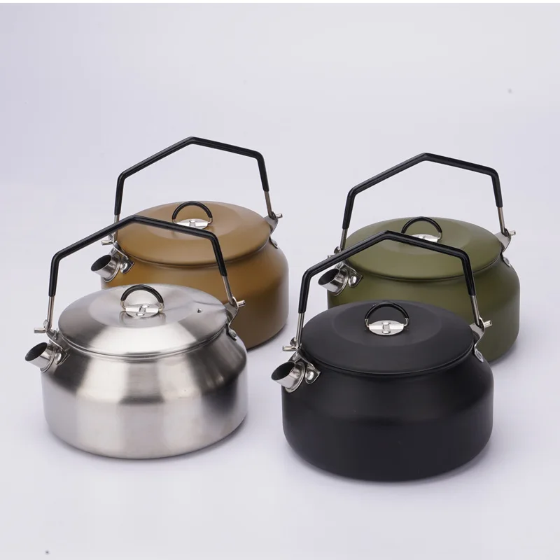 1L Stainless Steel Portable Kettle Camping Open‑Fire Teapot Outdoor Cookware