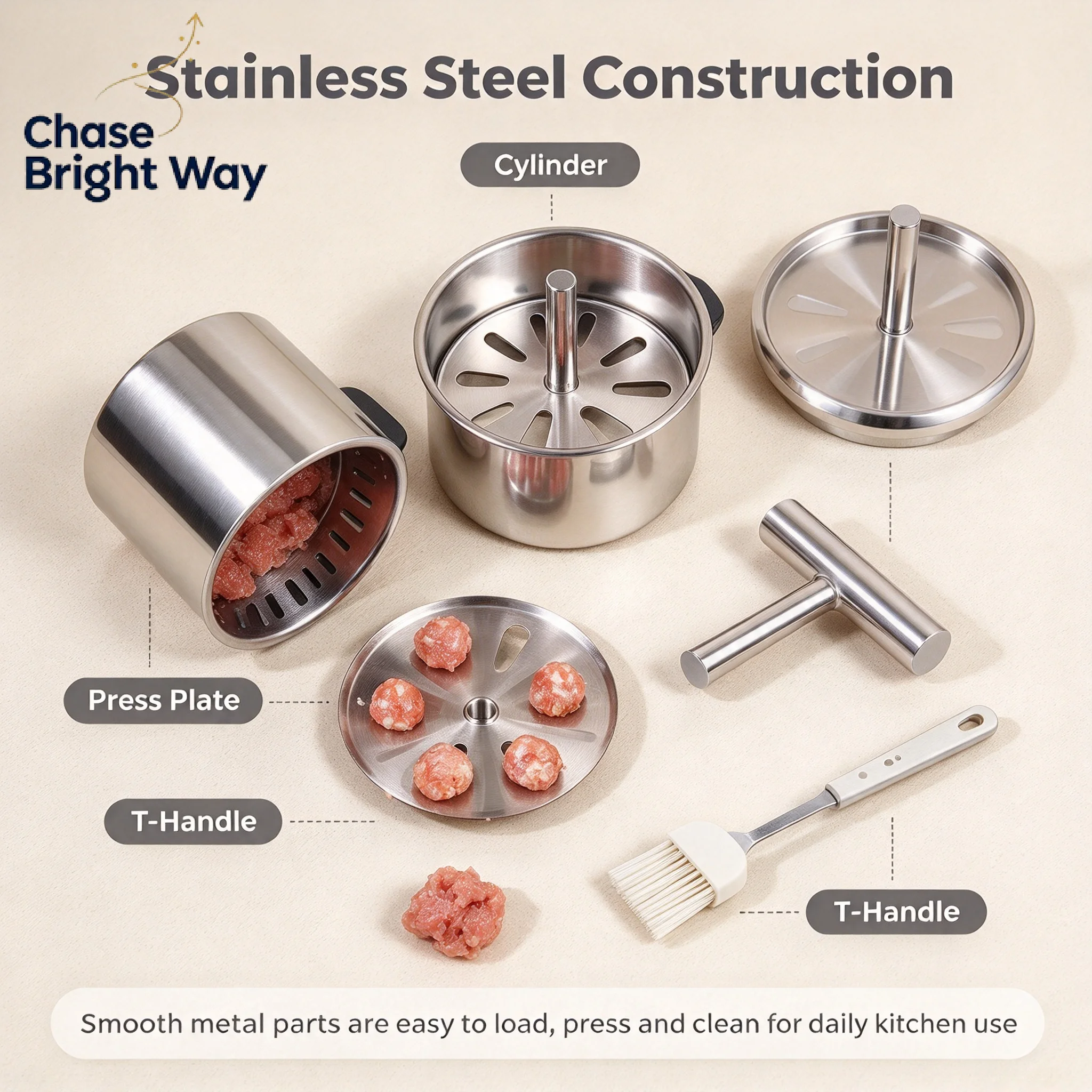Stainless Steel Manual Meatball Maker Multifunctional Mold for Meatballs Fish Balls for Making Meatballs Squeeze Kitchen Tool