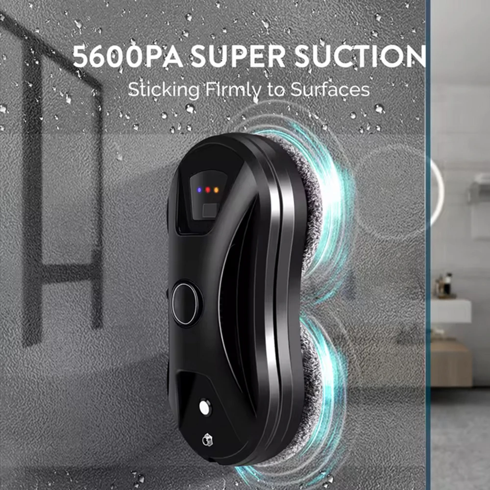 Image of 5600Pa Auto-Fensterreinigungsroboter mit Ultraschall-Sprühfunktion, App- und physische Fernbedienung, elektrischer Glasreiniger, Z-förmige automatische Pfadplanung für Fensterreinigung zu Hause, für
