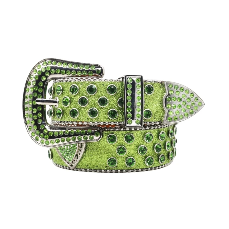 Blingbling Green Rhinestones Waist Belt for Street Dance Jean Halloween Wear