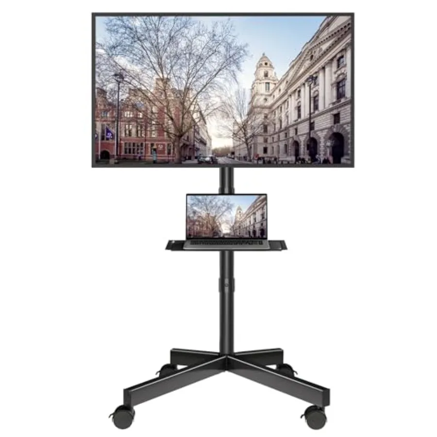 

Mobile TV Stand with Tilt Rolling TV Stand on Wheels for 2360 Inch LED LCD TVs Portable TV Cart with Adjustable Media Shelf for