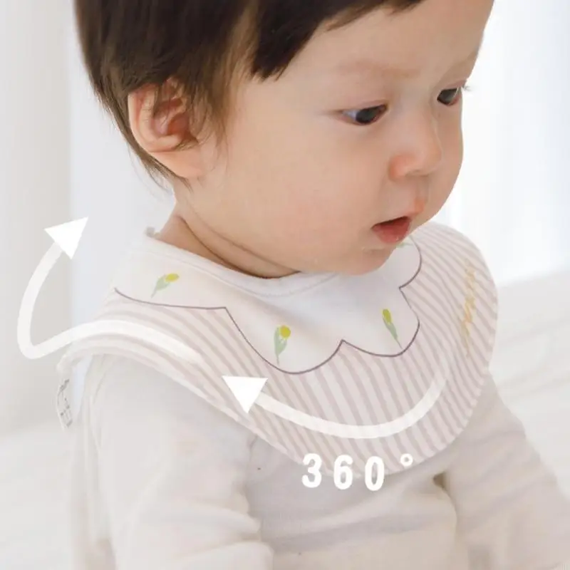 

63HE 3pcs Toddler Waterproof Bibs with Lovely Embroidery Infant Waterproof Bibs Set Infant Mealtime Bibs Lovely Pattern Bibs