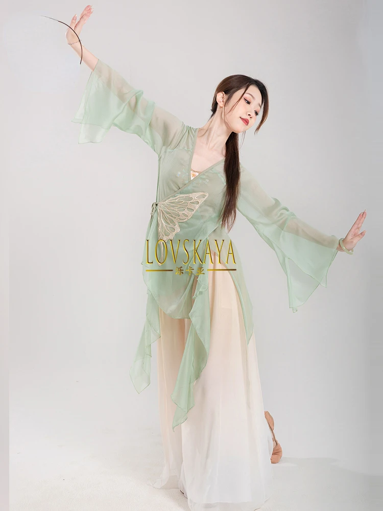 Chinese dance performance costumes Classical dance costumes professional training ethnic dance long chiffon gauze