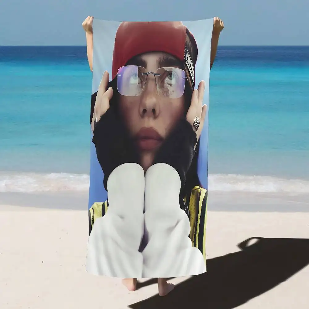 Singer B-BillieS E-EilishS Anime Beach Swimming Towel Soft Absorbent Washcloth Children's Gifts for Kids Travel Camping Gym