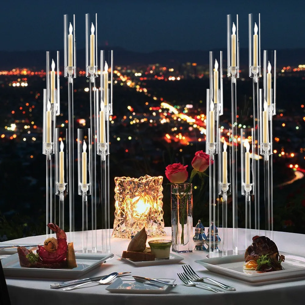 Elegant Acrylic Candelabra Candle Holder Set