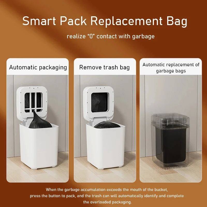 17L Automatic Packing Sensor Trash Can Smart Sensor Trash Kitchen Garbage Bin Adsorption Bag Dustbin Home Bathroom Wastebasket