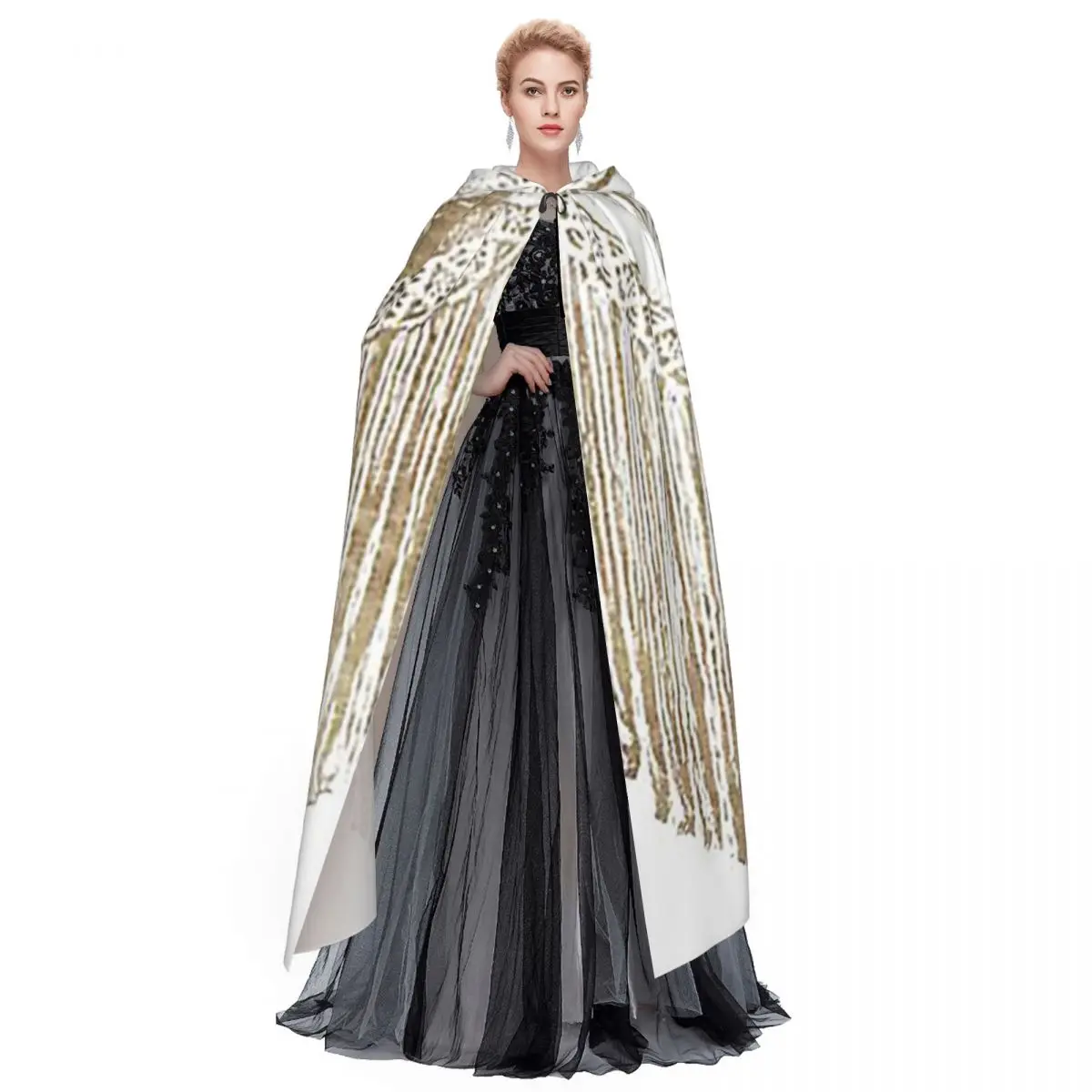 マクラメロングフード付きマント魔女中世衣装コスプレケープハロウィンパーティー大人ユニセックス