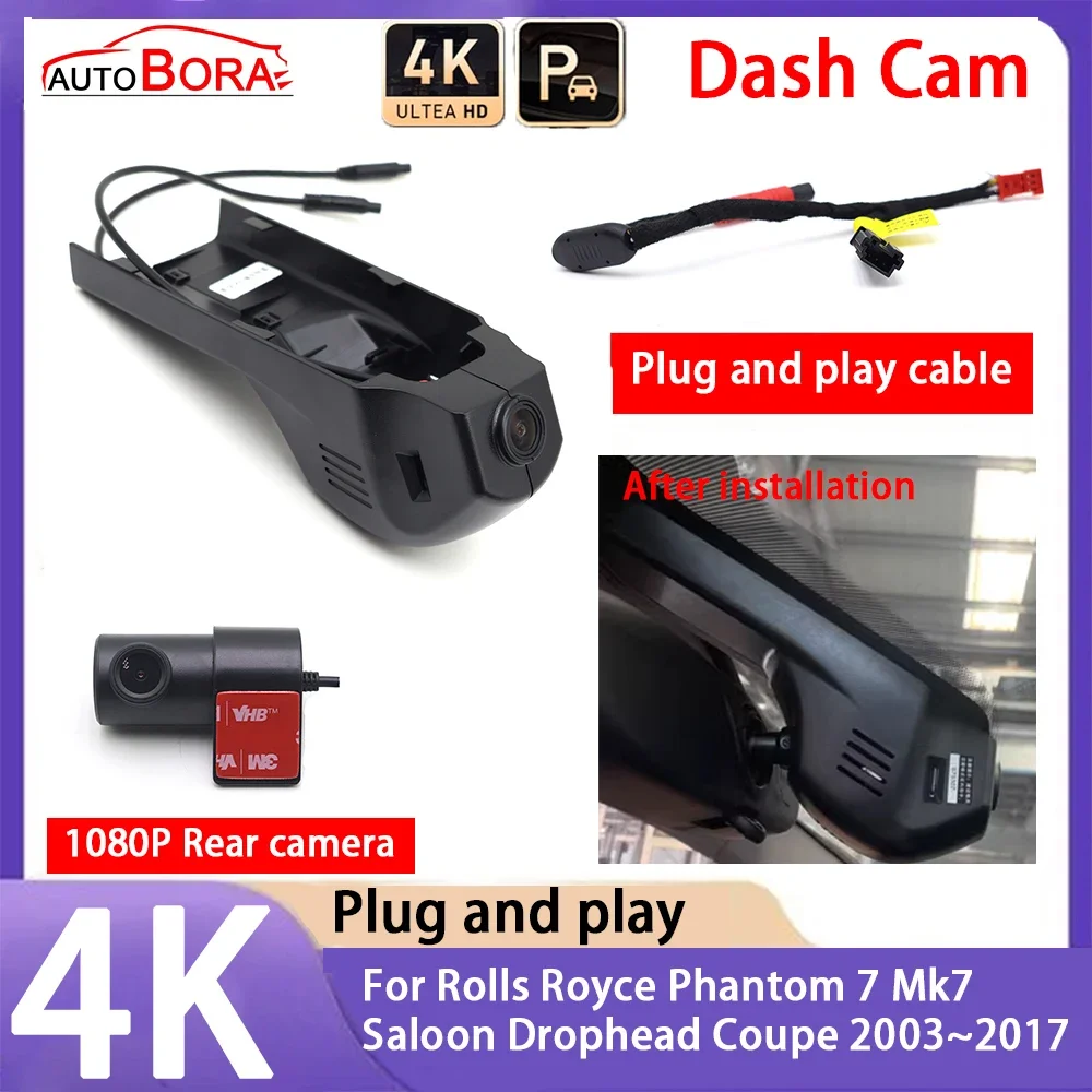 4K 2160P Plug and Play UHD Car Dash Cam Camera Night Vision for Rolls Royce Phantom 7 Mk7 Saloon Drophead Coupe 2003~2017