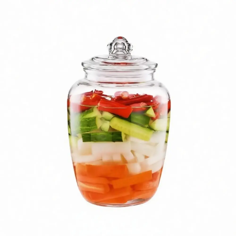 Traditional Chinese Water Seal Kimchi Jar Thickened Glass Fermentation Crock Transparent Pickling Container Home Kitchen Supplie