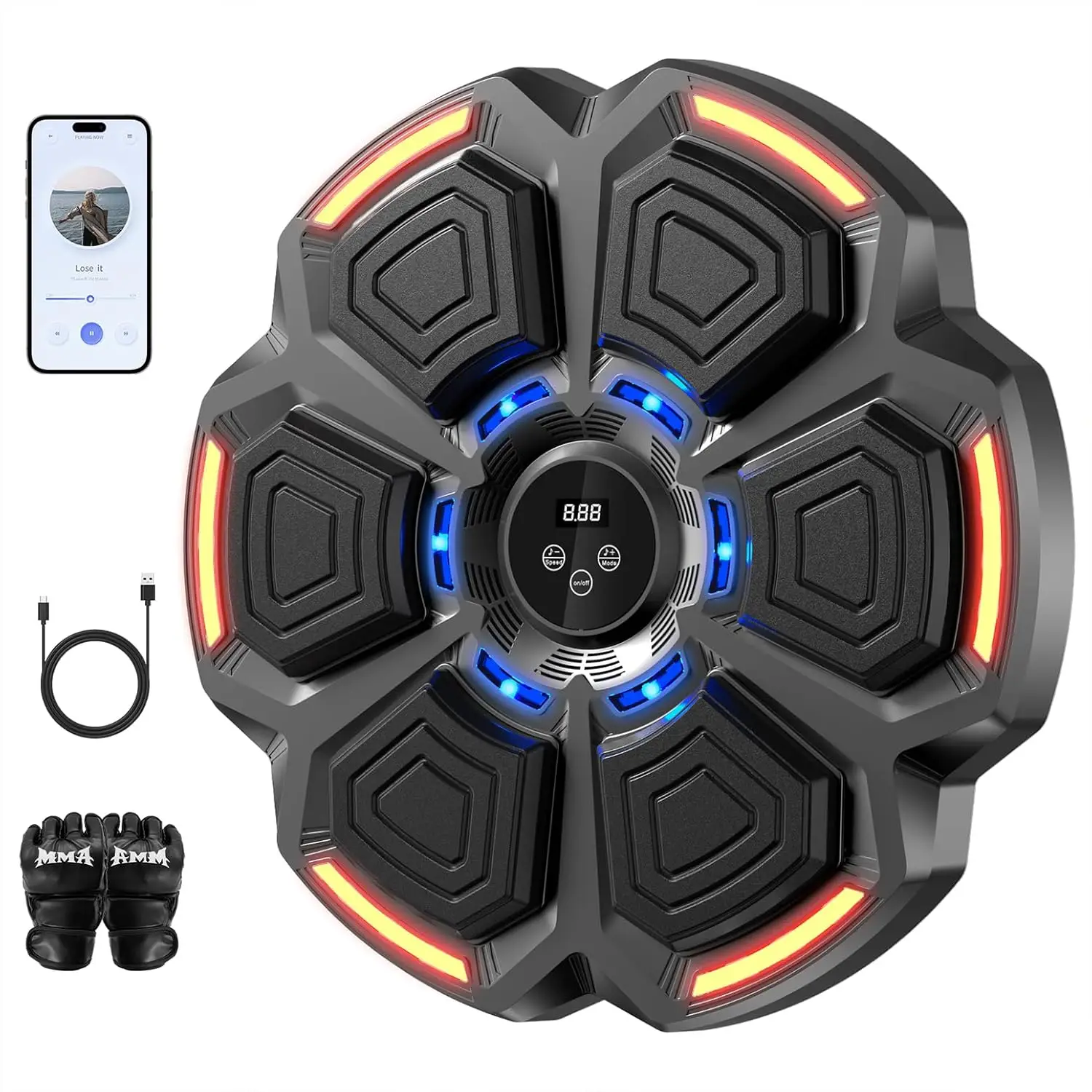 

Smart Music Boxing Machine for Home Gym, Wall Punching Trainer with Bluetooth & LED, Fun Fitness Equipment for Adults Kids