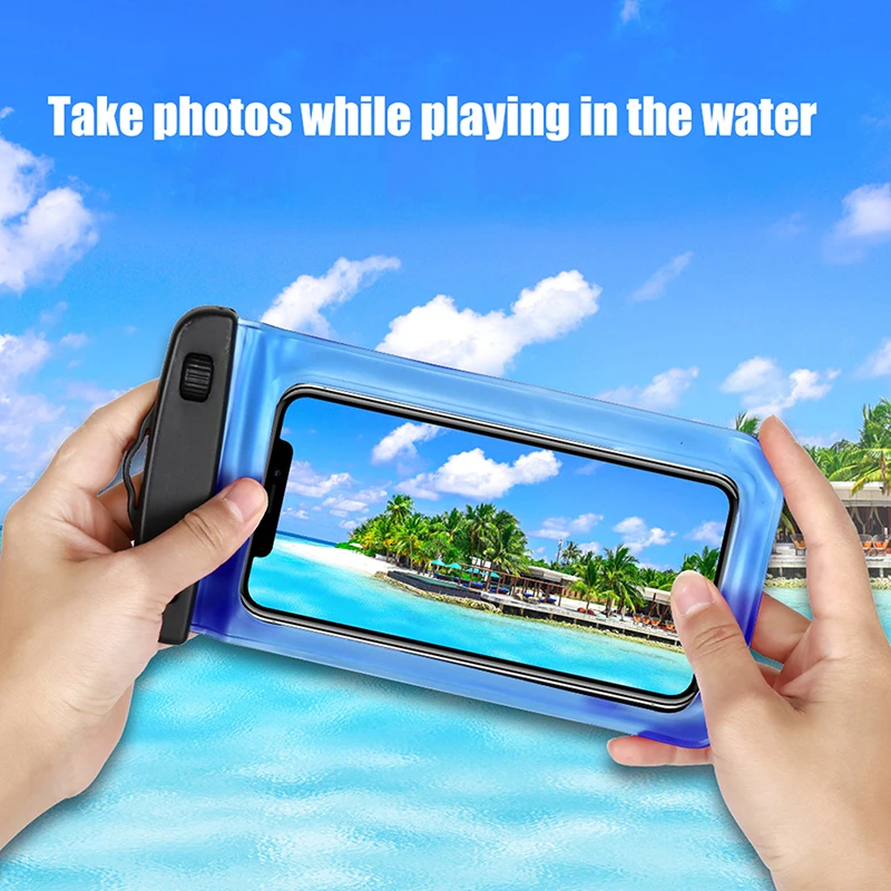 1 قطعة جراب هاتف عالمي مقاوم للماء الذراع الفرقة حقيبة السباحة الغوص تصفح الهاتف المحمول الحقيبة حقيبة مضادة للماء