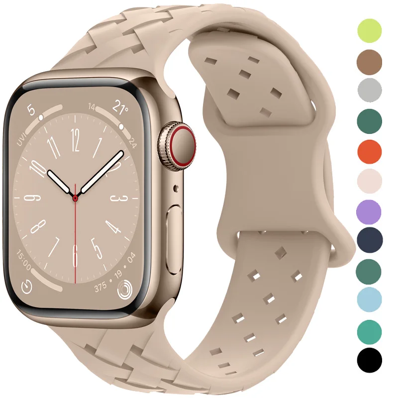 

Поп-ремешок для Apple Watch Band Ultra 49 мм 44 мм 40 мм 45 мм 41 мм 38 мм 42 мм Спортивный силиконовый плетеный браслет-петля IWatch Series 8 7 6