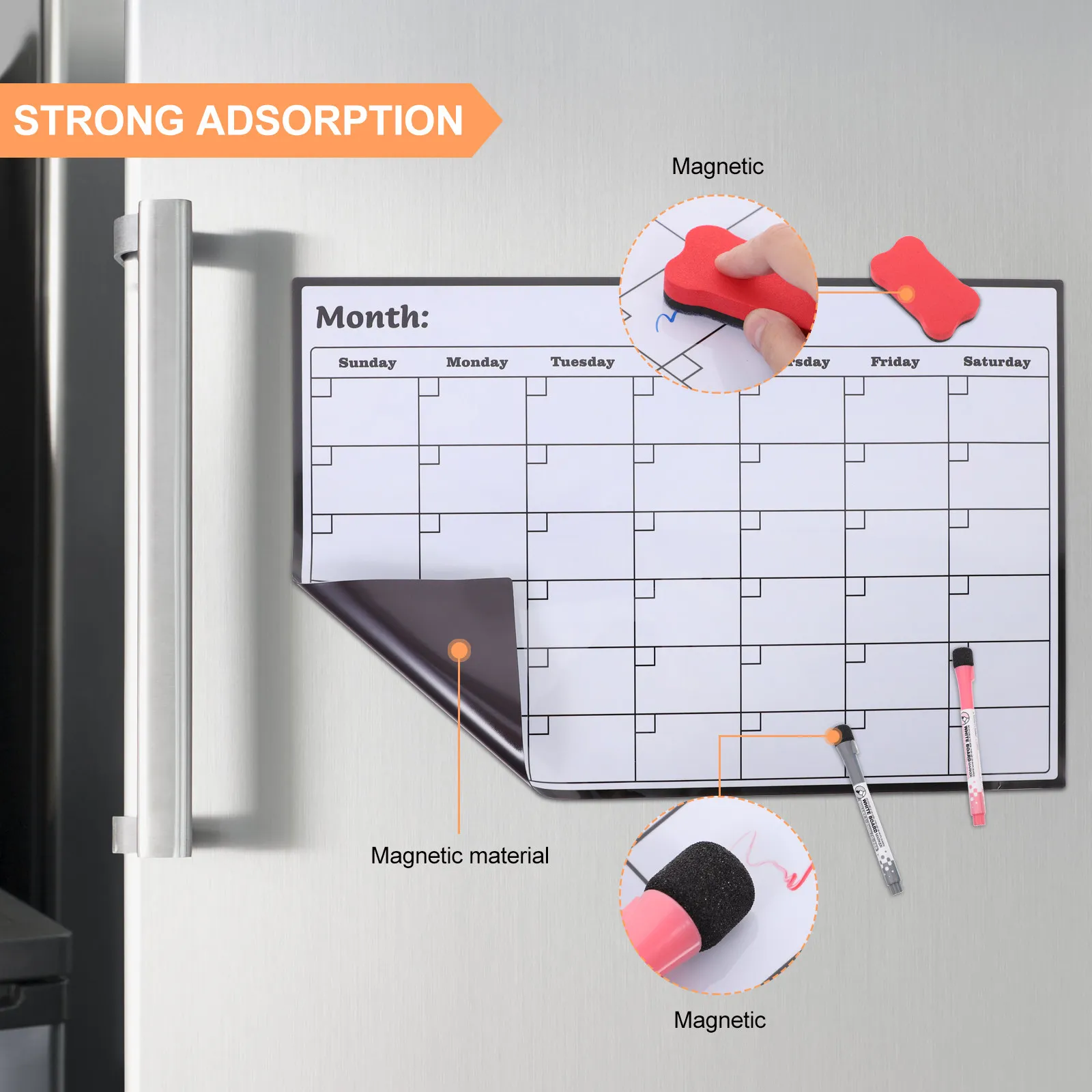 

Большой магнитный ежемесячный планировщик-календарь с белой доской для сухого стирания, для школы, ежедневного расписания, организации задач и списков дел