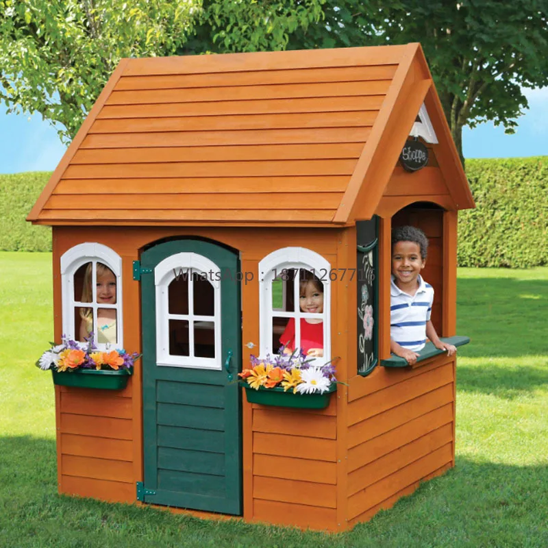 

Wooden children's large outdoor wooden house children's play house yard games small tree house