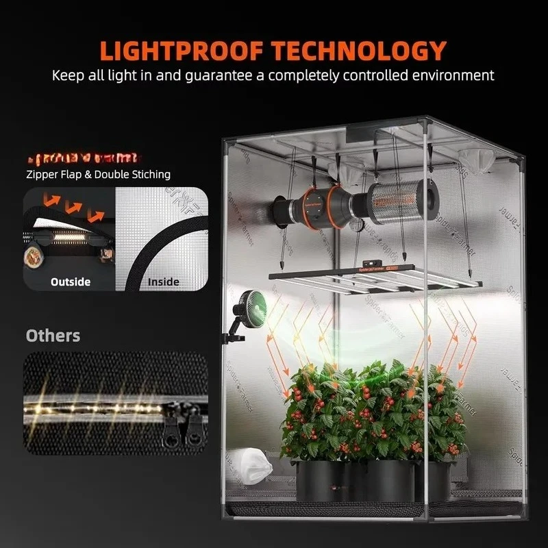 for 4x4x6.5ft Diamond Reflective Waterproof 1680D Thickened Polyester Hydroponic Plant Growth Tent