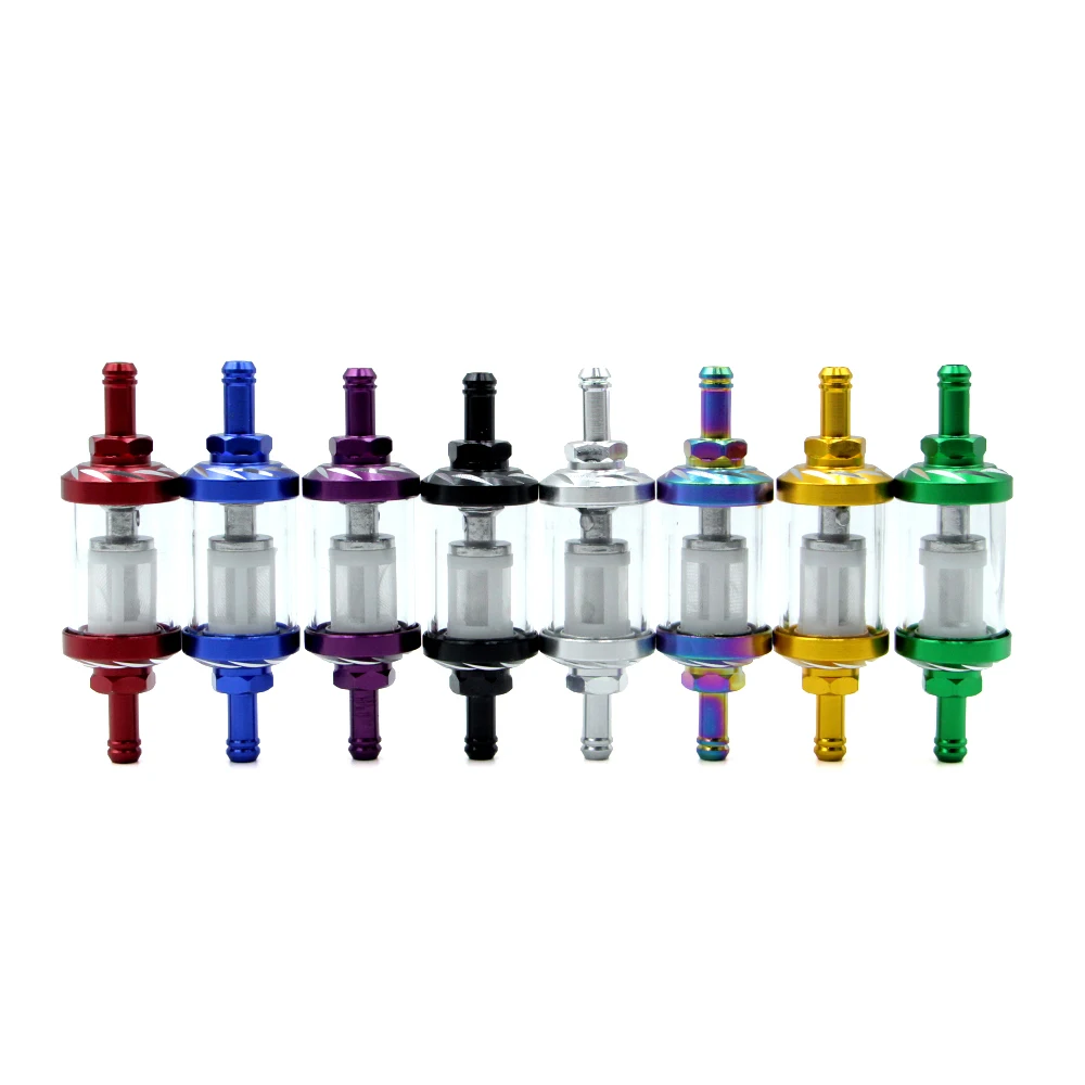8mm CNC Aluminum Alloy Glass Gas Fuel Oil Filter Gasoline Moto For Dirt Pit Bike 125/140/150/160cc CRF70 90 110 TTR100 110 KLX65