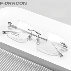 F·DRACON New Pure Titanium Frameless Men's Eyeglasses With Ultra Light Polygonal Optical Prescription For Men's Glasses 234510wk