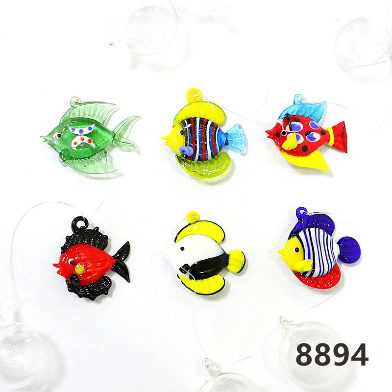 Imagem -04 - Colorido Flutuante Bolha de Vidro Peixes Tropicais Mini Estatueta Pingente Acessórios Decoração do Aquário Bonito Minúsculo Mar Animal Ornamento Peças