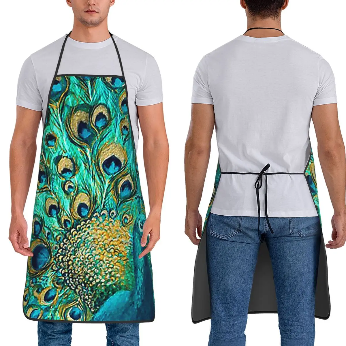 

Фартук с павлиньими перьями, фартук для шеф-повара, приготовления пищи, выпечки, нагрудник без рукавов, кухонный сарафан для чистки для женщин и мужчин, садоводства