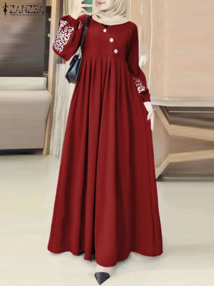 Vestido largo de verano para mujer, Hijab musulmán, Abaya, manga larga, holgado, Túnica de Ramadán, Túnica turca, caftán informal, Otoño, 2024