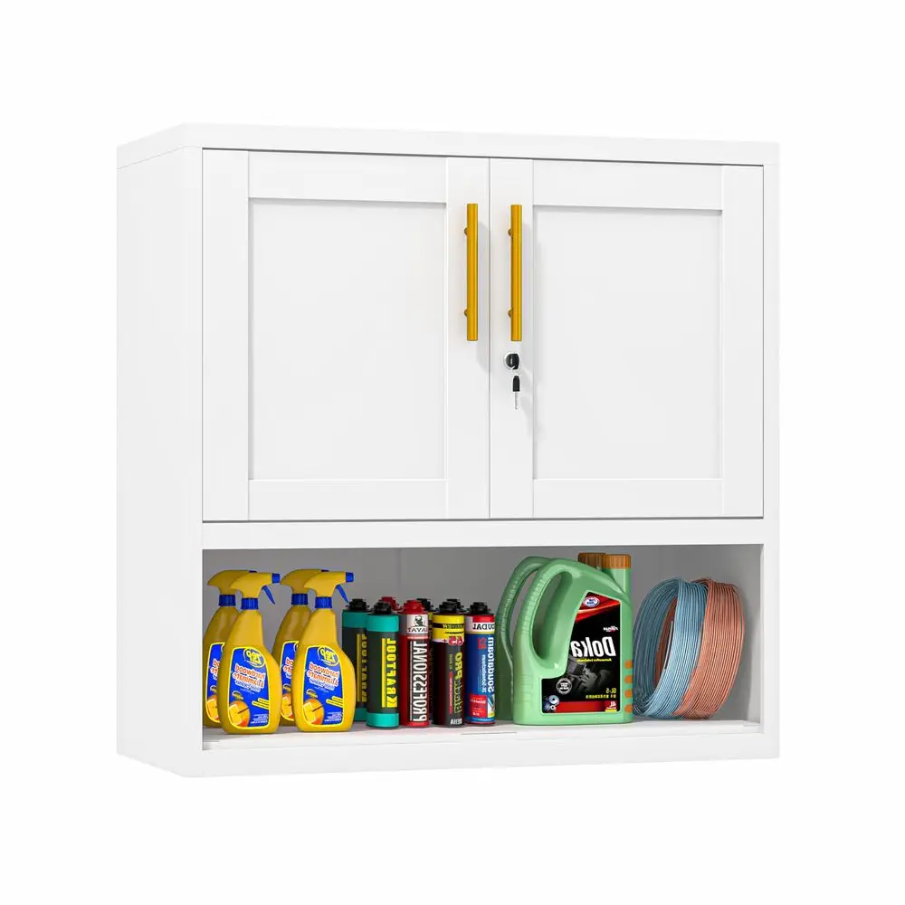 

Металлический настенный шкаф для ванной комнаты, 27,5 дюймов (высота), белый, с регулируемой полкой, для хранения над унитазом