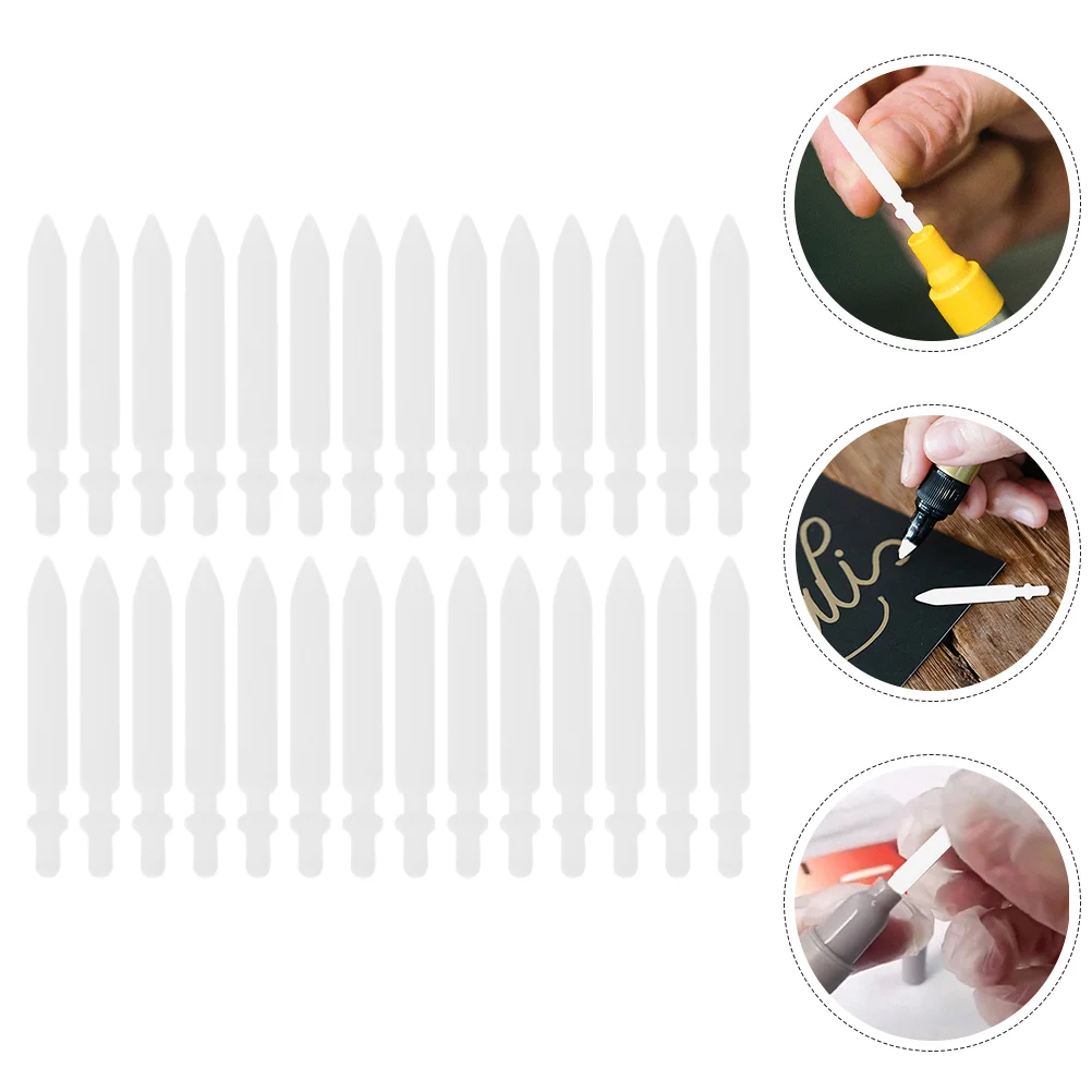 

50 Pcs Refillable Painting Pen Nibs Oil Tip Black Pens Marker Replacement Student