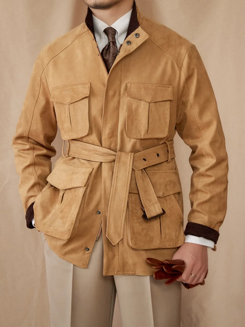 

Мистер. Мужская охотничья куртка Deer Tee из высококачественной замши с множеством карманов, теплая, приталенная, повседневная, в городском стиле