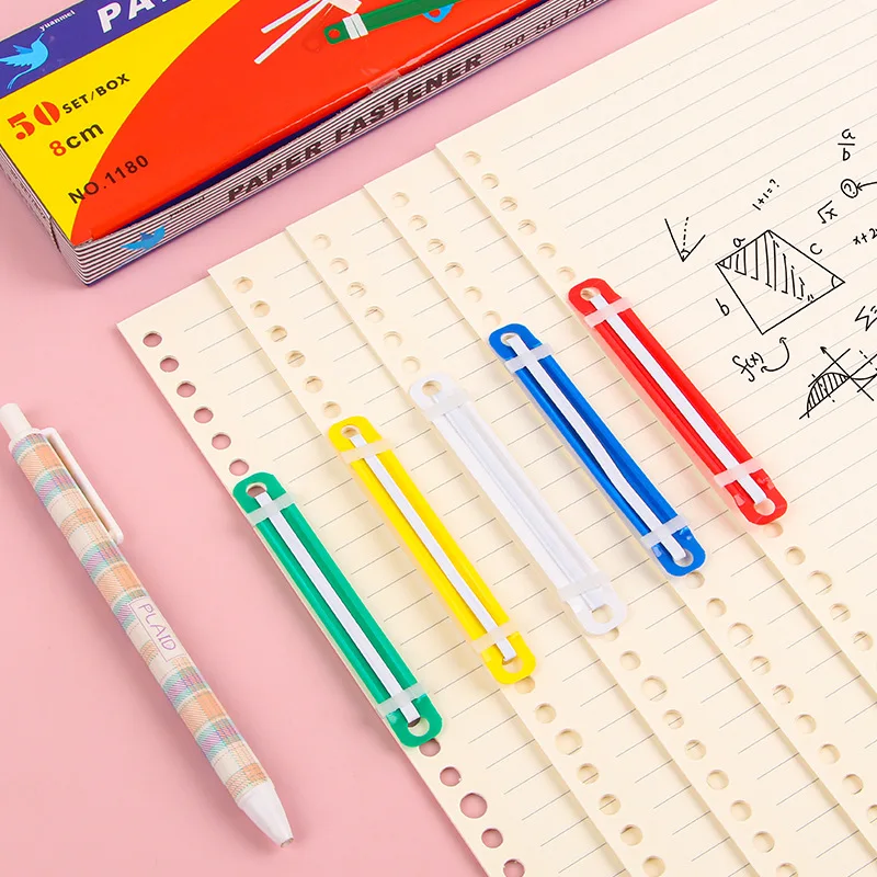50 Pcs File Paper Fasteners Plastic Binding Clip Two-Hole Loose-leaf Binder File Folder Office Document Storage Supplies