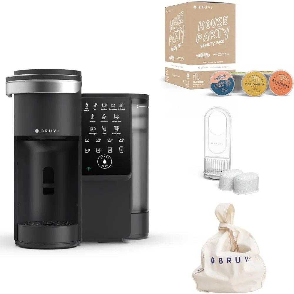 The Bundle in Black | Single-Serve Coffee System | Includes 20 Coffee and Espresso B-Pods Coffee Brewer + Premium Water