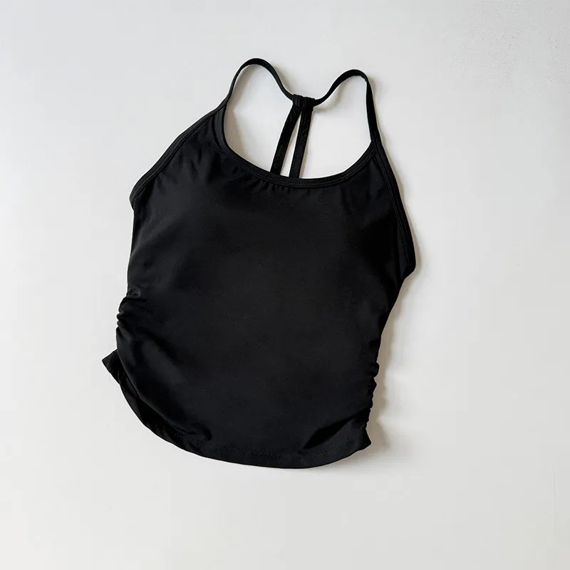 2-teiliges Nude High-Waisted Butt-Lifting Yoga-Set: Fitness-Cropped-Leggings, Sport-BH, stoßfestes Trainings-Oberteil und -Unterteil. – Detail 21