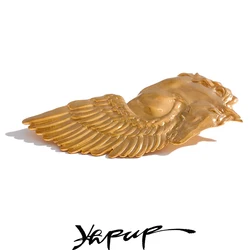 Yhpup Distinctive Stainless Steel Horse Wing Golden Brooches 18K PVD Plated Metal Clothing Accessories Chic Jewelry Wholesale