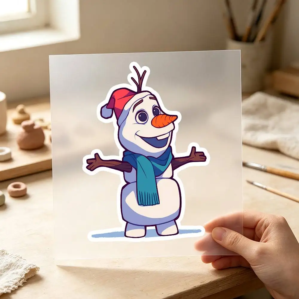 Happy Olaf Snowman Cartoon Waterproof Stickers For Decorating Car Windows Motorcycles And Computers.